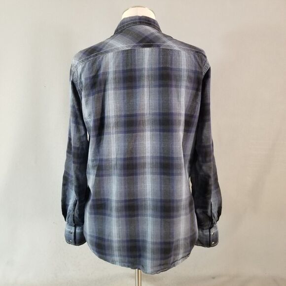 Inc International Concepts shirt men's large blue plaid Pearl snap Western - Picture 8 of 12